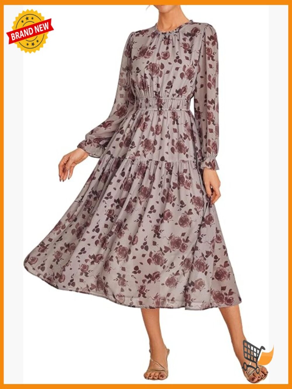 Long Sleeve Maxi Dress Flowy Chiffon Wedding Guest Dresses with Pockets